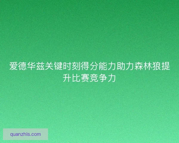 爱德华兹关键时刻得分能力助力森林狼提升比赛竞争力