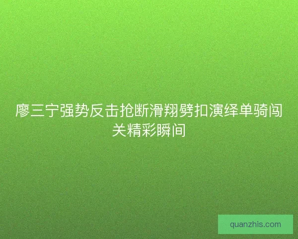 廖三宁强势反击抢断滑翔劈扣演绎单骑闯关精彩瞬间